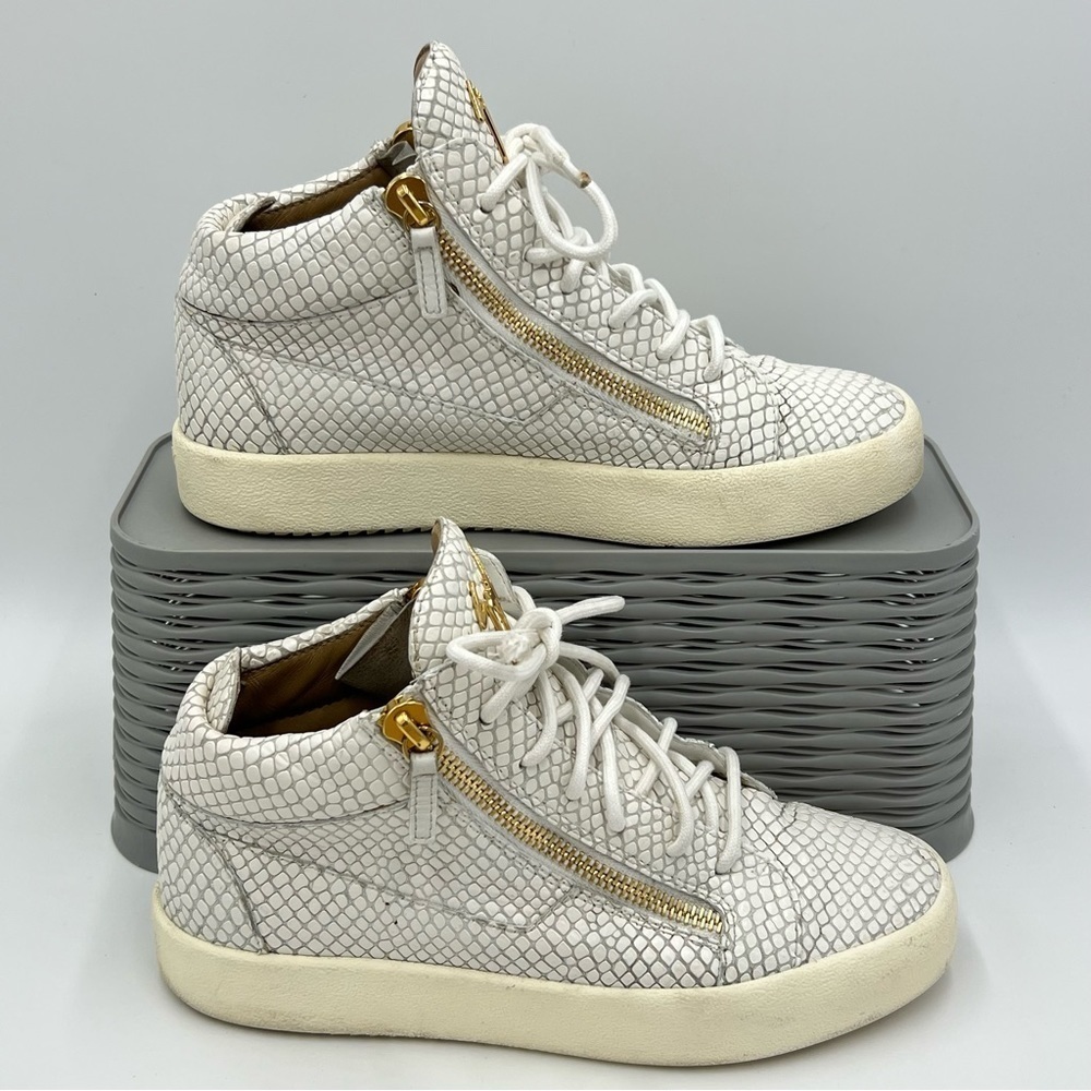 Giuseppe Zanotti Snakeskin White High Top Sneakers Size 42 - Picture 2 of 15